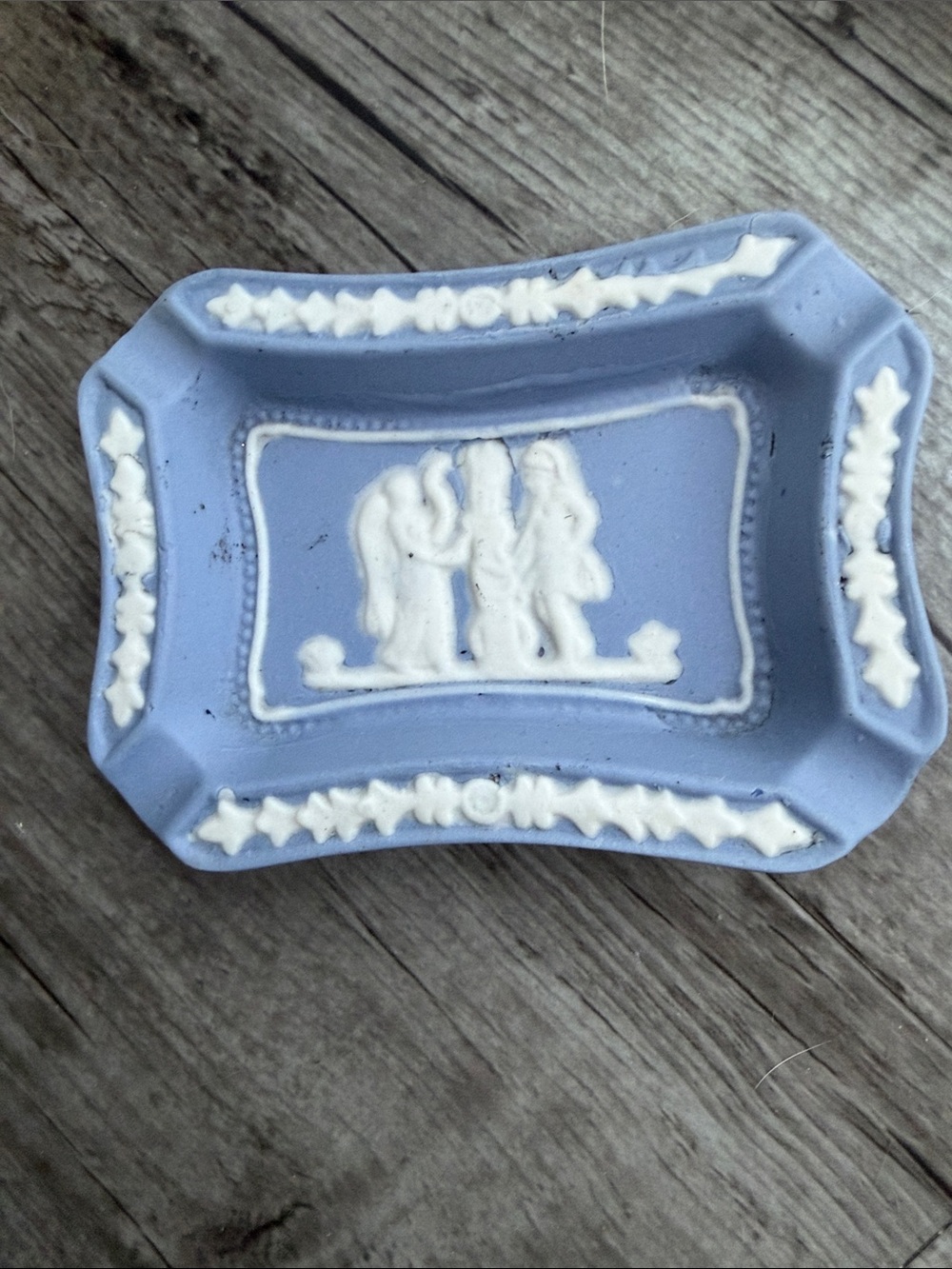 Vintage Wedgewood Jasperwear style Blue Ceramic Relief Trinket Dish/ashtray